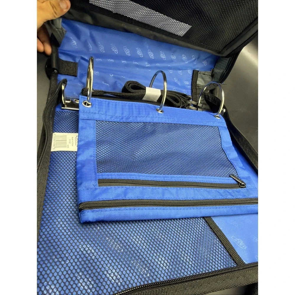 Case•it D-142 Mighty Zip Tab 3-Ring Binder Blue, 5-Color File, Handle, Strap